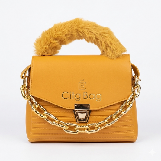 The Luxe Chain & Faux Fur Urban Satchel